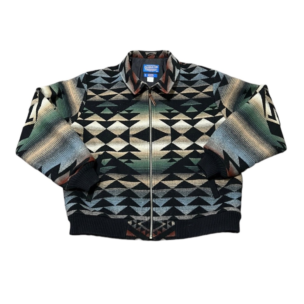 Pendleton Aztec Print HighGrade Western Wear Vintage Zip Up Jacket size XLarge